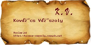 Kovács Vászoly névjegykártya