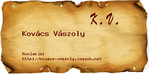 Kovács Vászoly névjegykártya